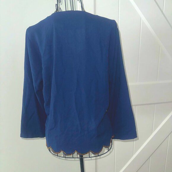 Blue Rain scalloped beaded top medium EUC‎ - Picture 4 of 7